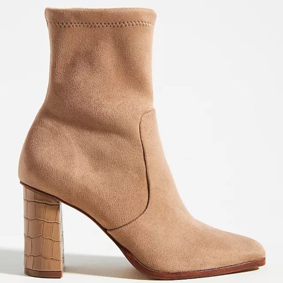 NEW DOLCE VITA Petya Suede Dress Heel Booties mushroom for women 563tn - Picture 2 of 8